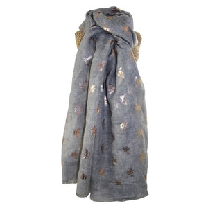 Rose Gold Bees Scarf- Grey