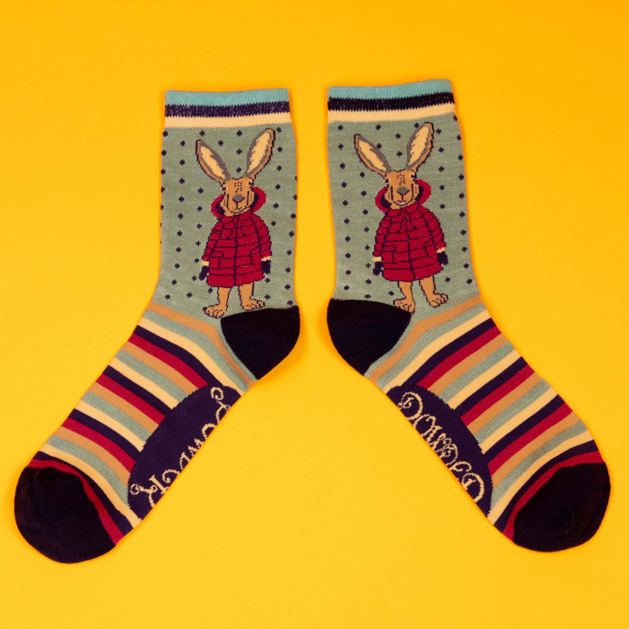 Ladies Ankle Socks -Puffa Jacket Bunny Blue