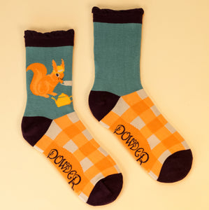 Ladies Ankle Socks - Teatime Squirrel