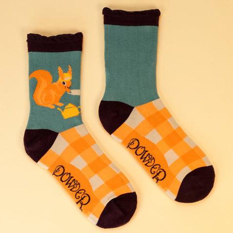 Ladies Ankle Socks - Teatime Squirrel