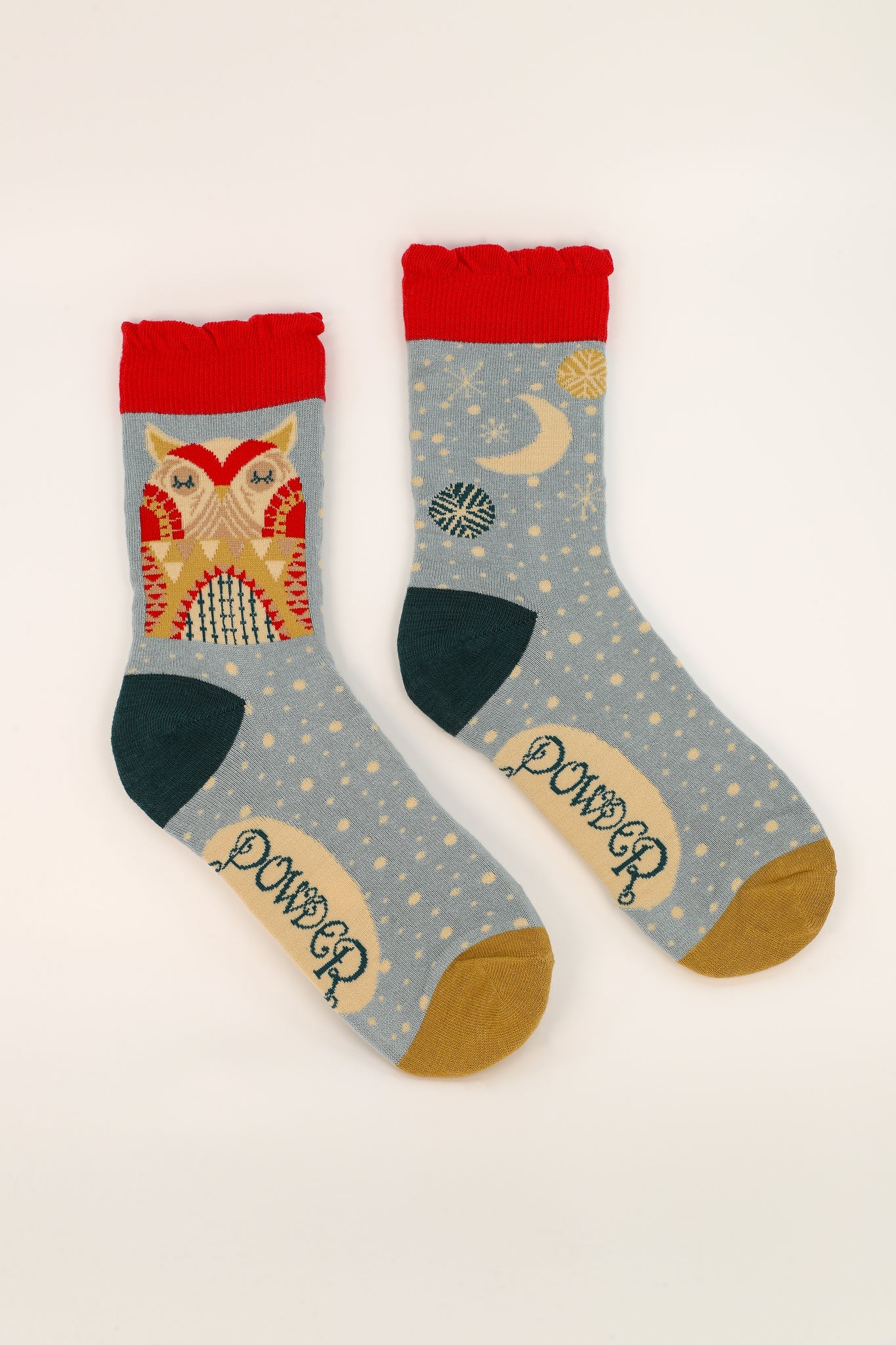 Owl by Moonlight Ladies Ankle Socks - Ice