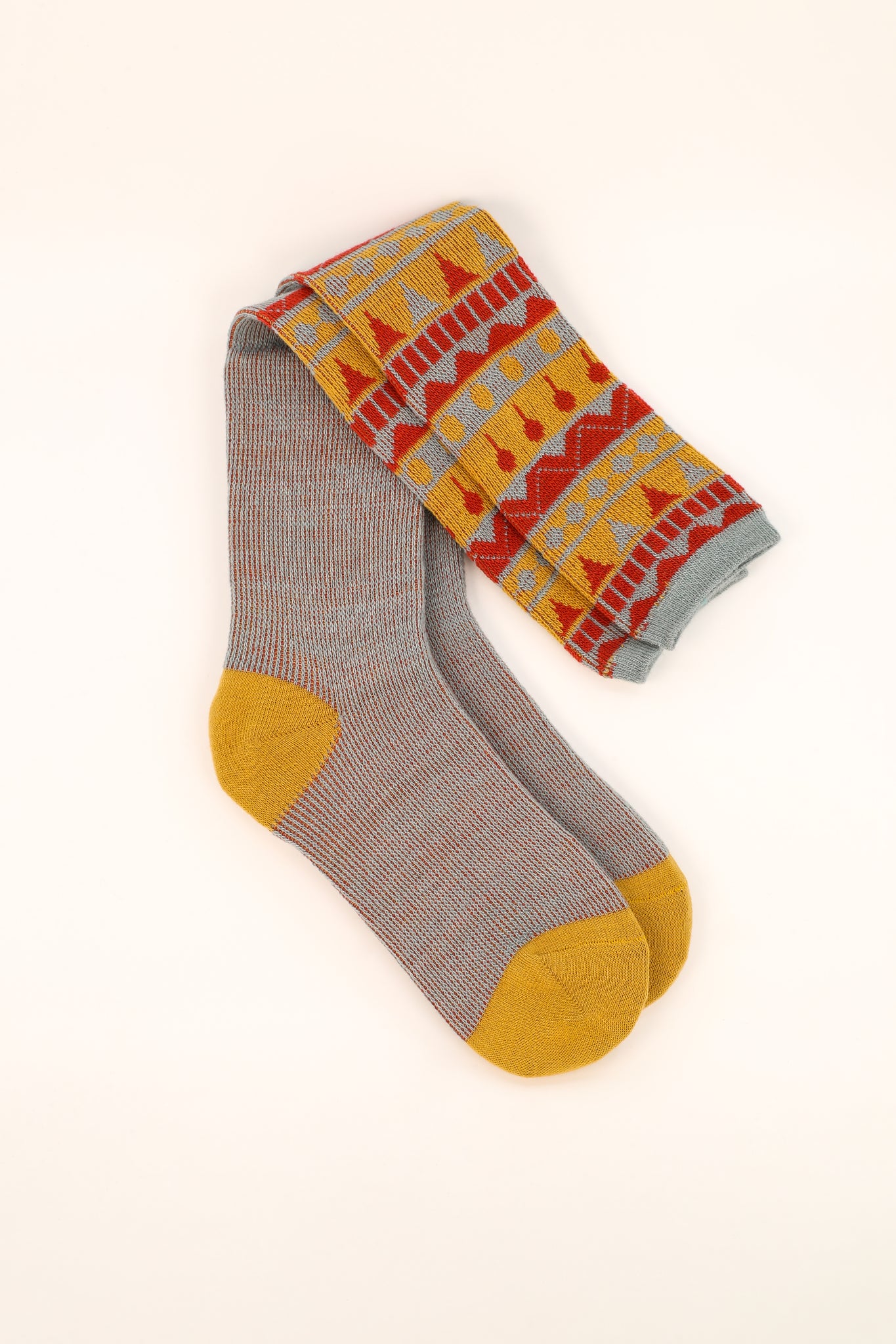 Fair Isle Ladies Boot Socks- Ice