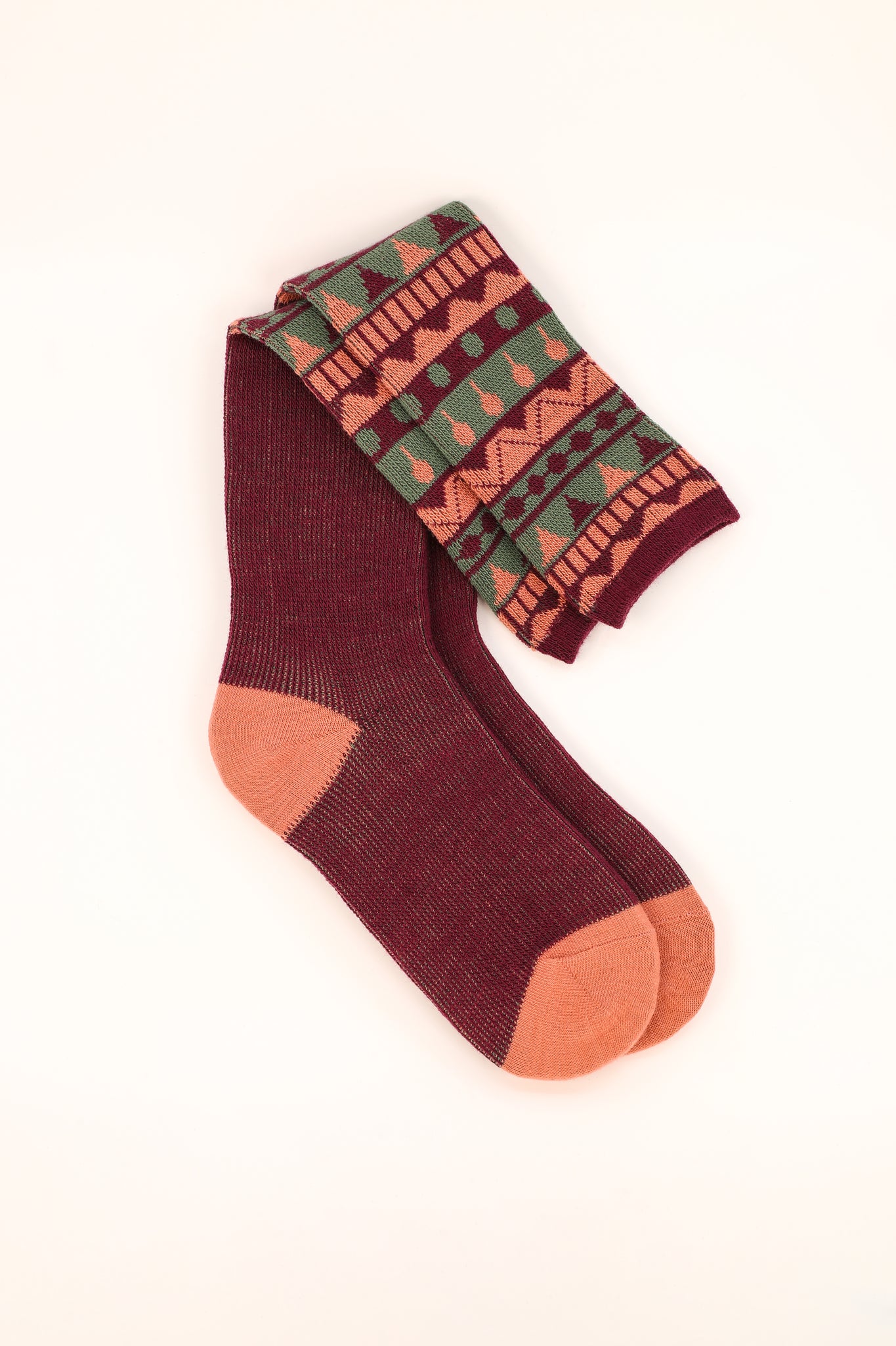 Fair Isle Ladies Boot Socks- Grape