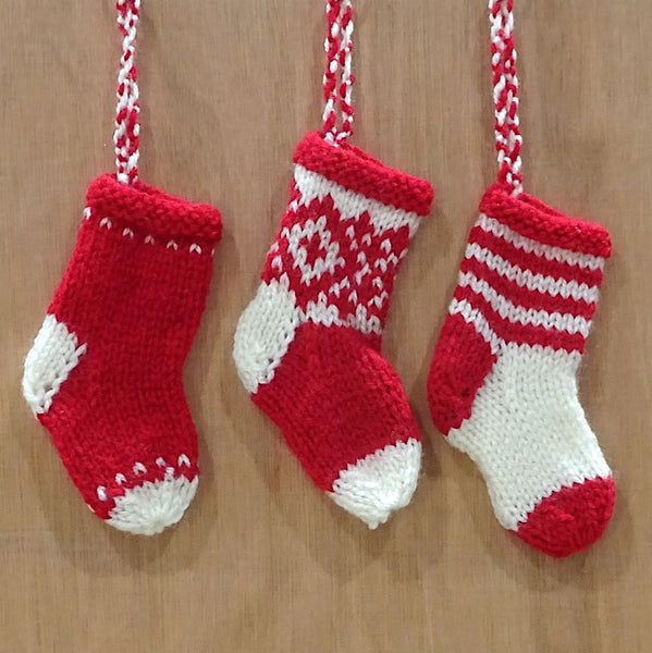 Handknitted Red Sock Hanging Decorations