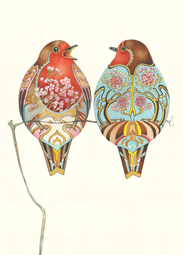 Two Robins - DM Greetings Card