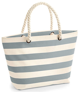 Striped Beach bag- Grey
