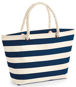 Striped Beach bag- Navy