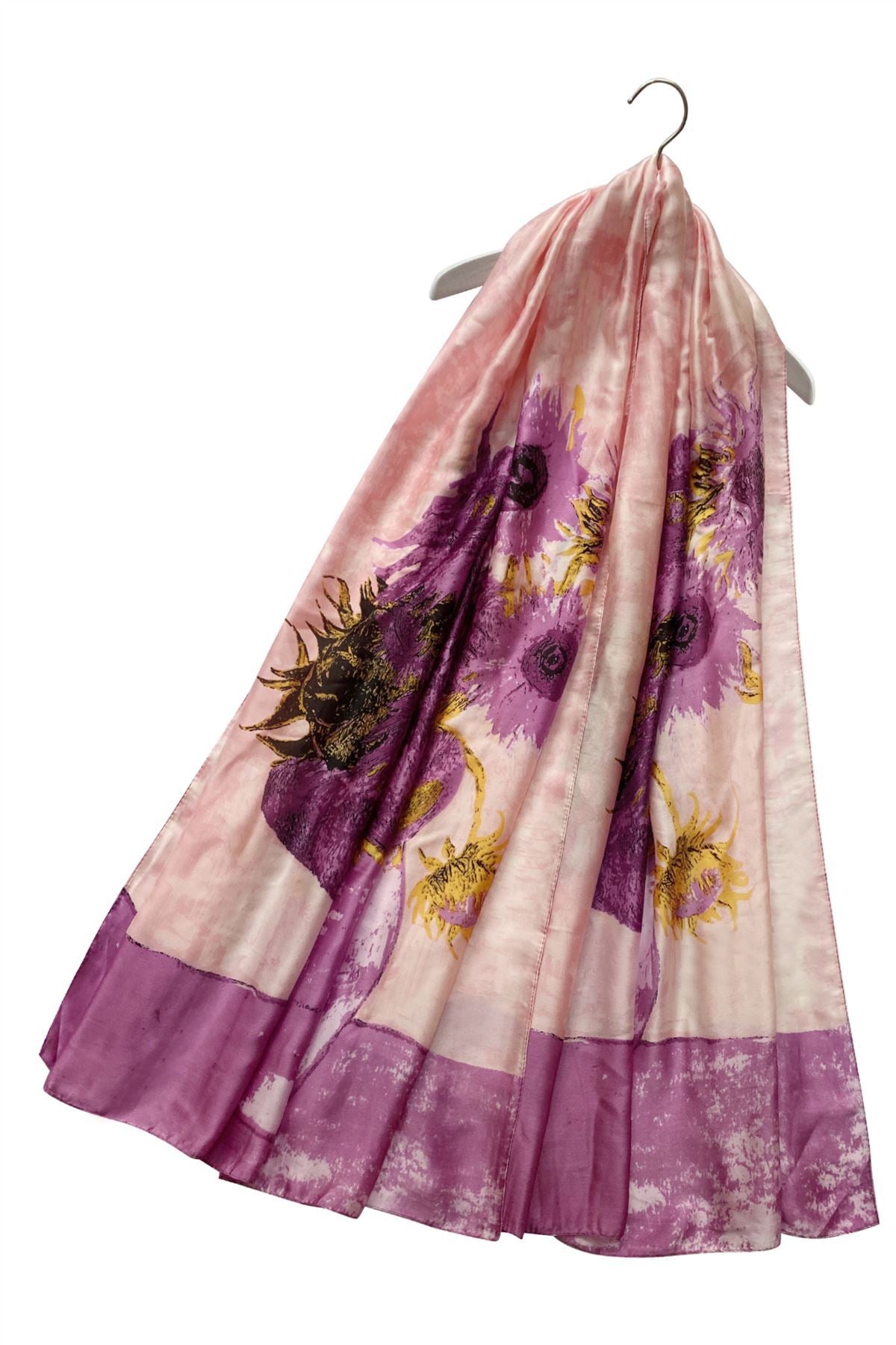 Van Gogh Sunflowers Silk Scarf- Purple