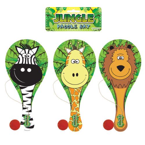 Jungle Wooden Paddle Bat And Ball