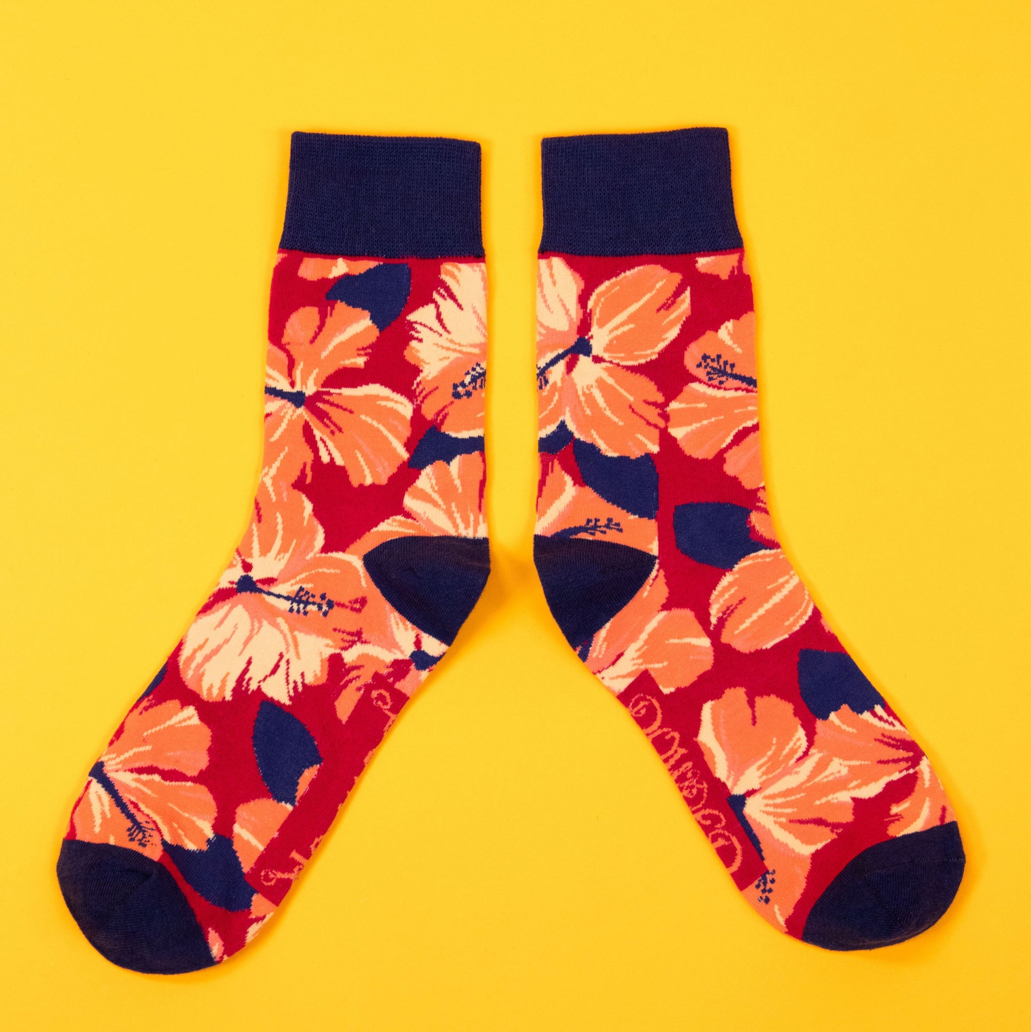 Mens Socks - Hibiscus Red
