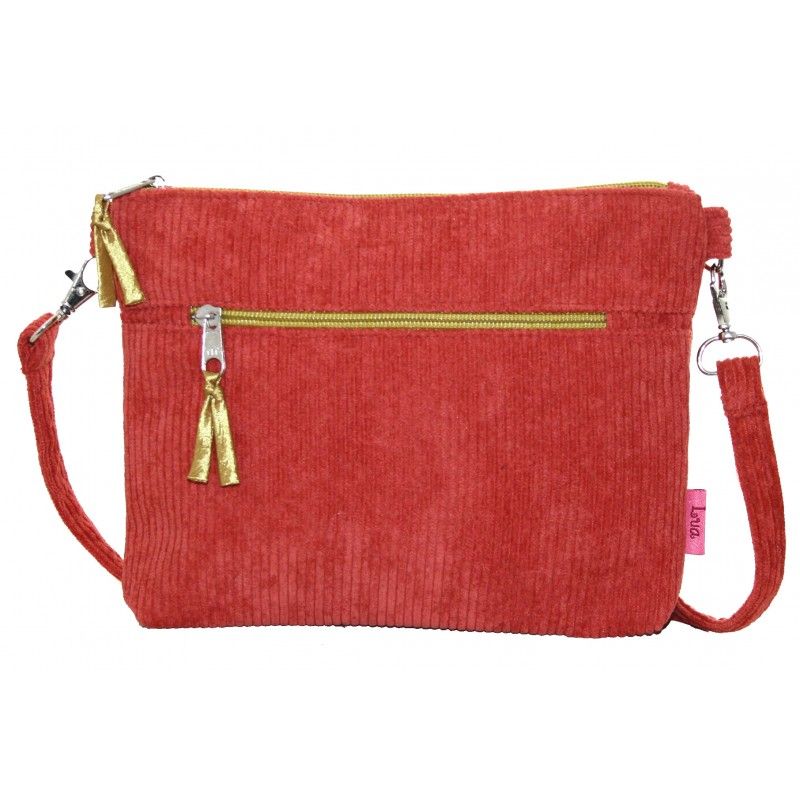 Teracotta mini cross body bag in Jumbo Corduroy