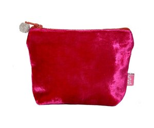 Mini Velvet Purse- Hot pink/orange zip