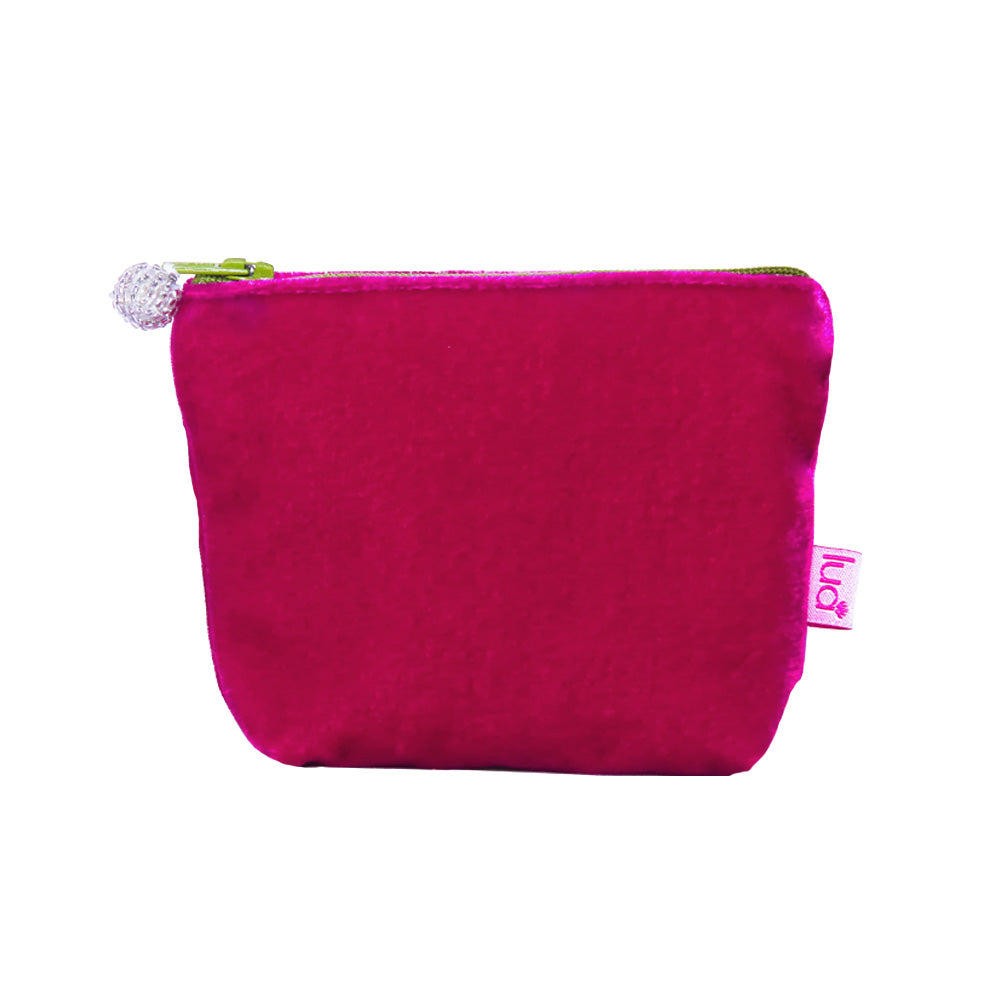 Mini Velvet Purse- Hot pink/Lime zip