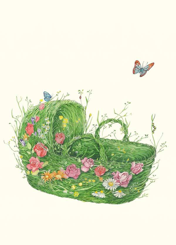 Moses Basket- DM Greetings Card