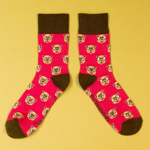 Mens Socks -Westie in Glasses Fuchsia