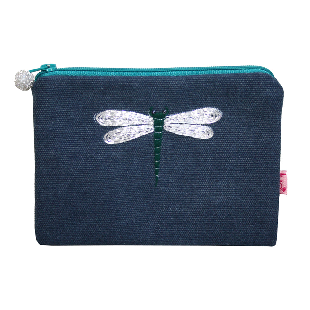 Embroidered Dragonfly Purse- Blue