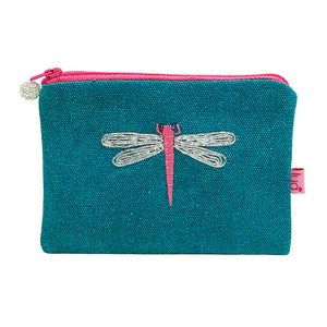 Embroidered Dragonfly Purse- Teal
