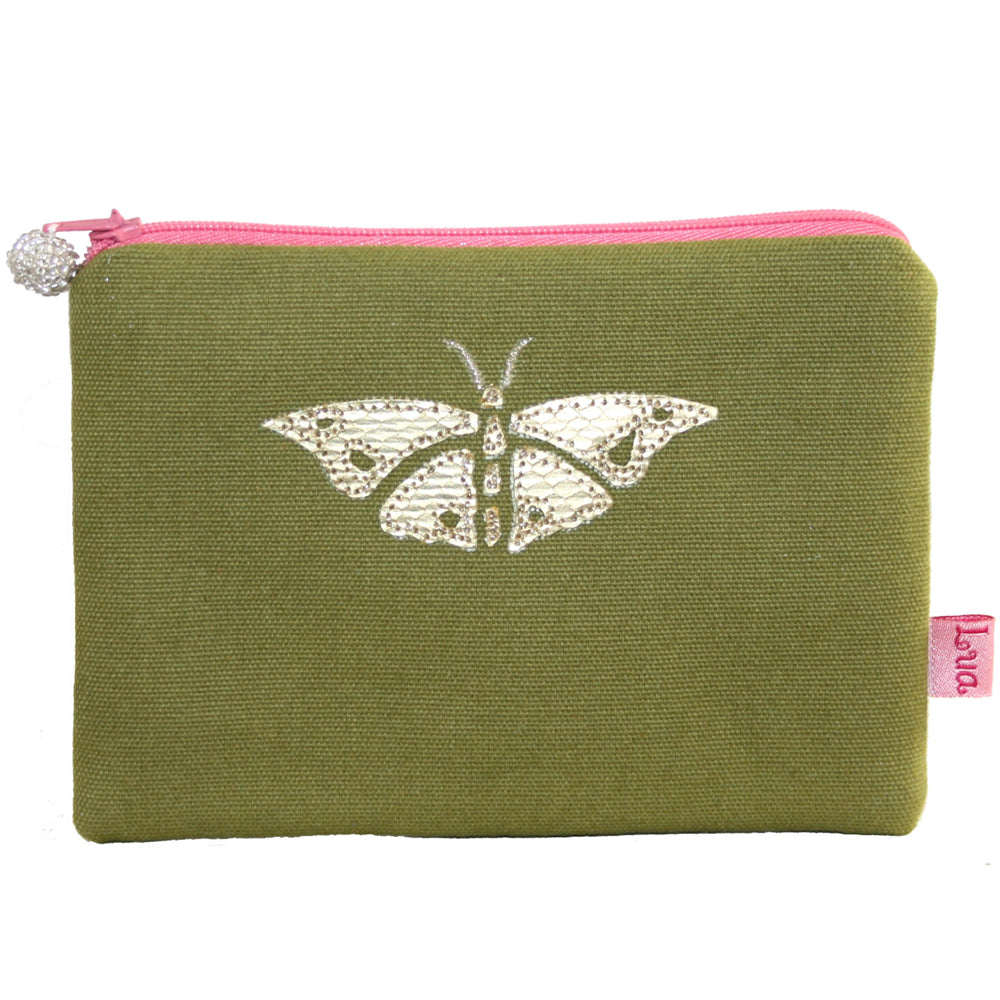 Applique Butterfly Purse- Olive