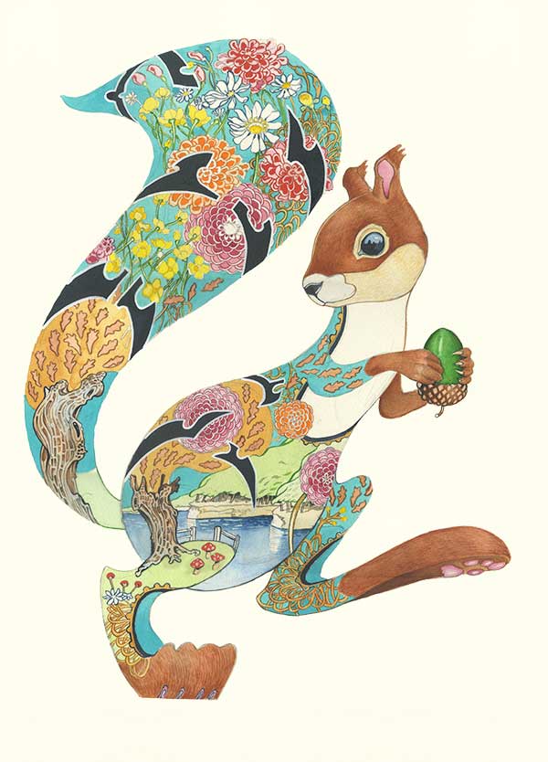 Turquoise Squirrel- DM Greetings Card